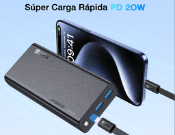 Power Banck Carga Rapida 1 HORA 20000 mAh PD20W GAR158